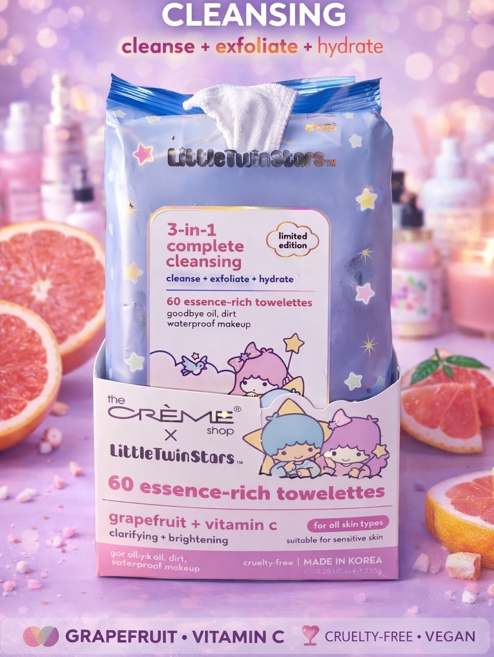 The Creme Shop Grapefruit Cleansing Towelette Wipes